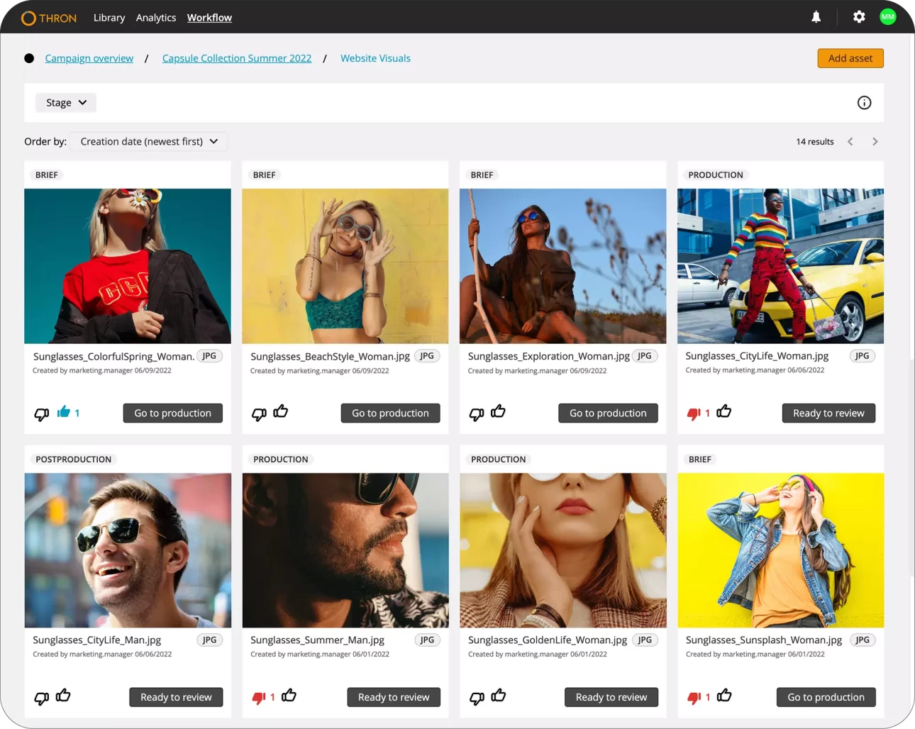 panoramica dei flussi di lavoro degli asset digitali in THRON WORKFLOW