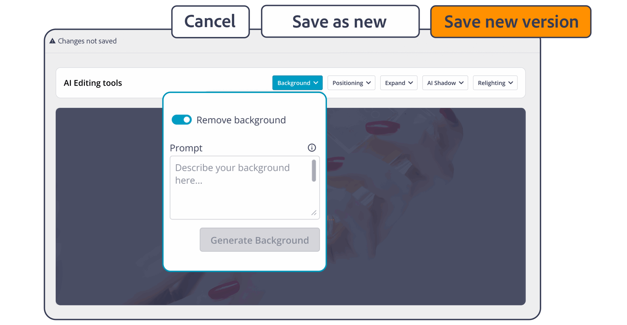 Ambra AI "Save as new" e "Save new version".